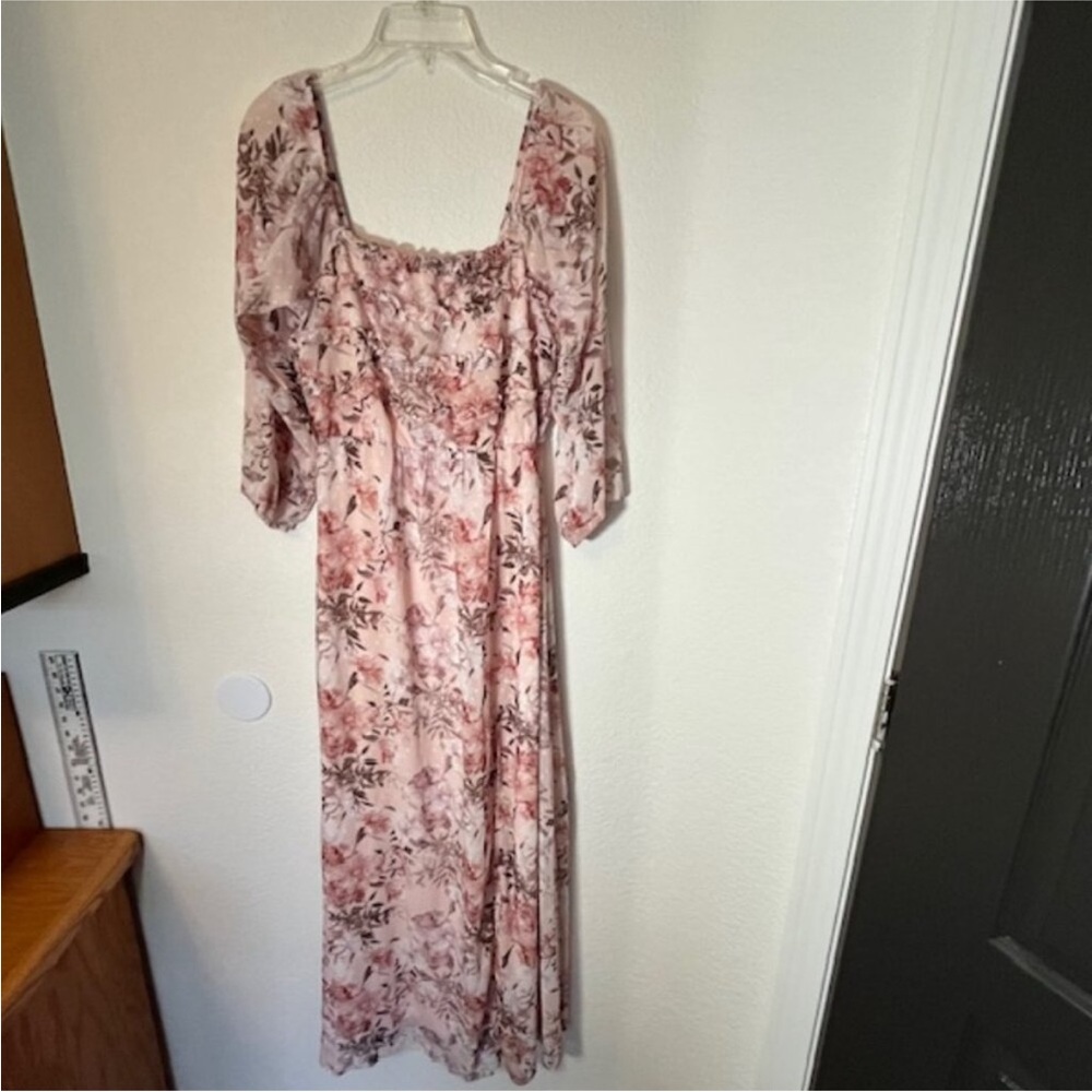 Baltic Born Dusty Pink Floral Print Maxi Dress- Size M